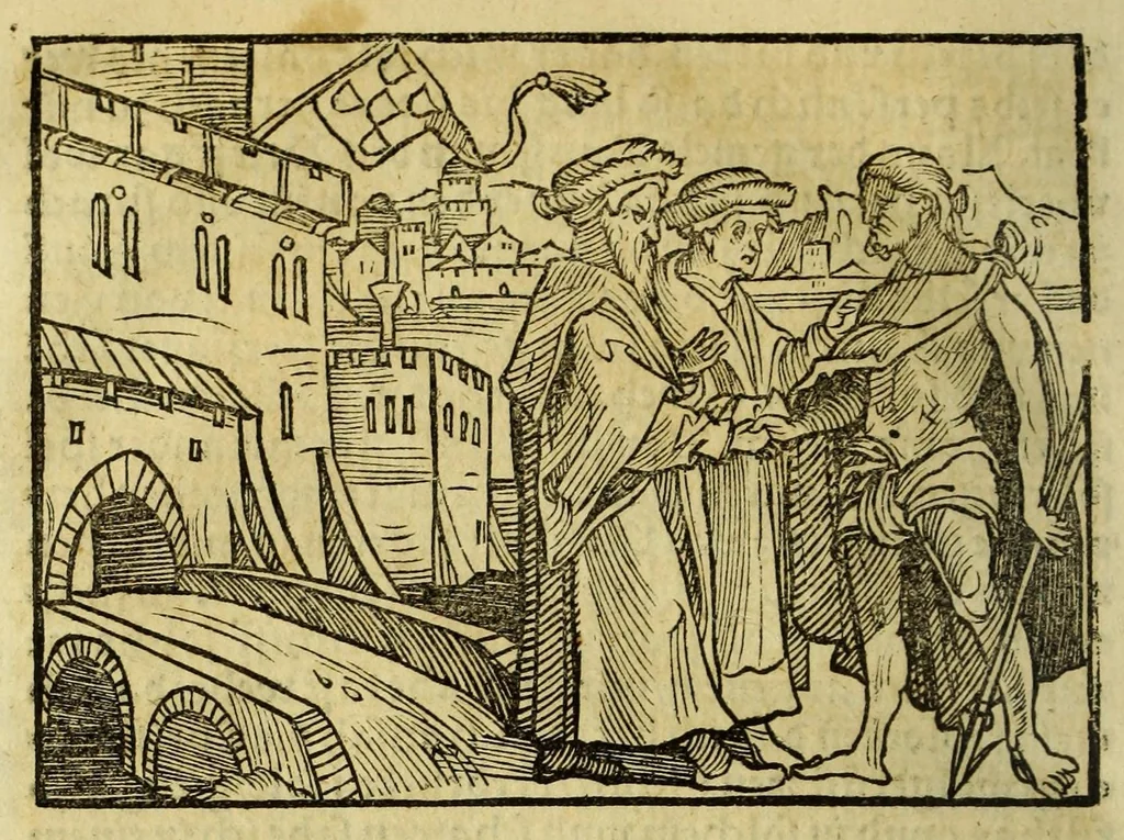 An illustration from Die ritterliche vnnd lobwirdige Reyss, des gestrengen vnd vber all ander weit erfarne Ritter, vnnd Landtfahrer, Herrn Ludovico Vartomans von Bolonia, sagend von den Landen Egypto, Syria, von beiden Arabia, Persia, India, vnd Ethiopia ., 1548, leaf 198