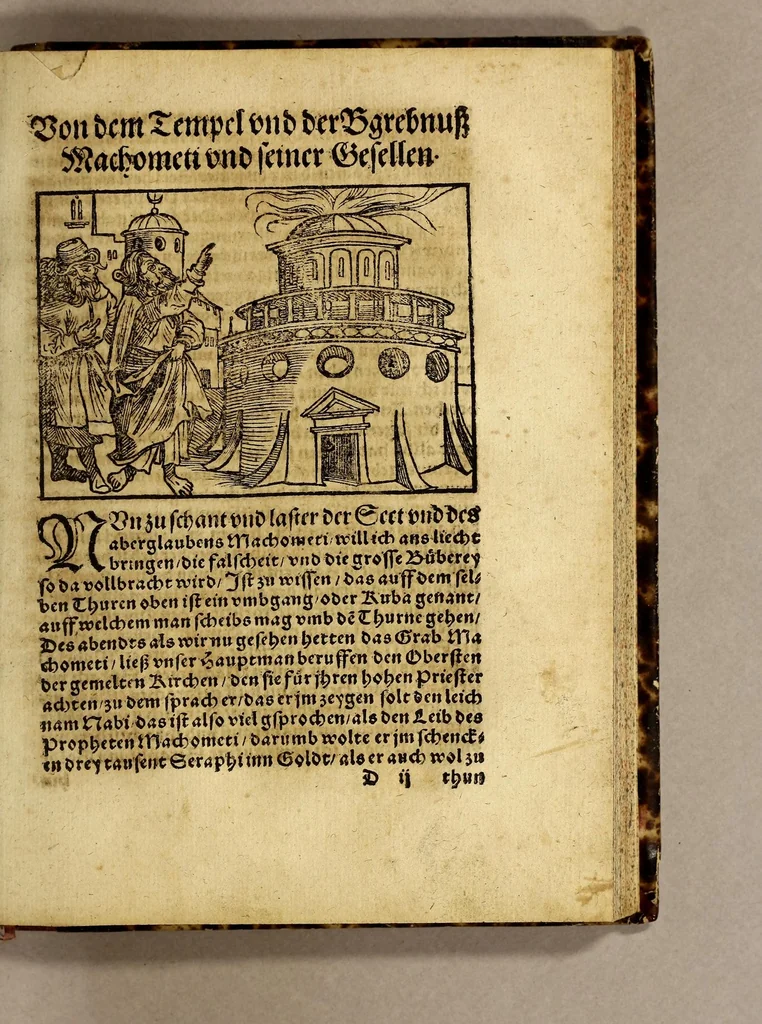An illustration from Die ritterliche vnnd lobwirdige Reyss, des gestrengen vnd vber all ander weit erfarne Ritter, vnnd Landtfahrer, Herrn Ludovico Vartomans von Bolonia, sagend von den Landen Egypto, Syria, von beiden Arabia, Persia, India, vnd Ethiopia ., 1548, leaf 31