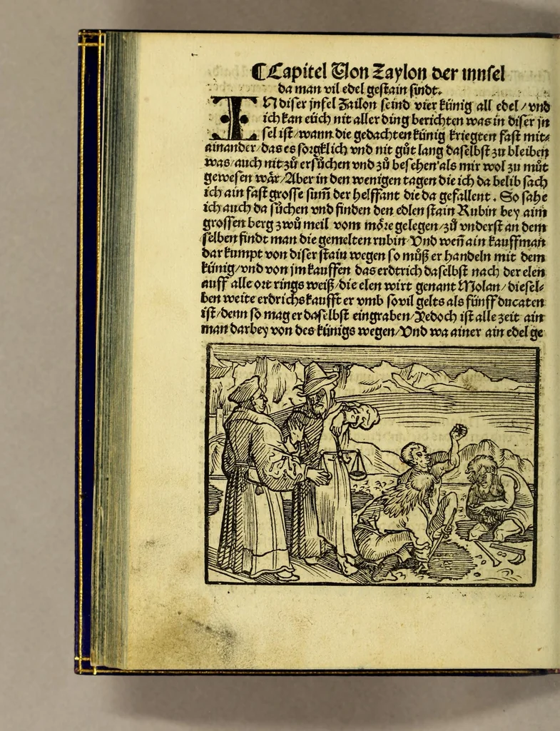 An illustration from Die ritterlich vnd lobwirdig Raiss des gestre[n]gen vnd über all ander weyt erfarnen Ritters vn[d] Landtfarers, Herren Ludowico Vartomans von Bolonia. Sagent vo[n] den Landen Egipto. Syria, vo[n] bayden Arabia. Persia. India. vn[d] Ethiopia ., 1518, leaf 124