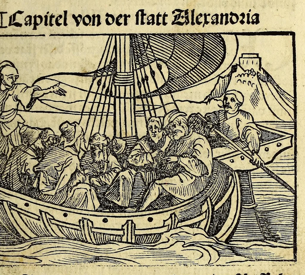 An illustration from Die ritterlich vnd lobwirdig Raiss des gestre[n]gen vnd über all ander weyt erfarnen Ritters vn[d] Landtfarers, Herren Ludowico Vartomans von Bolonia. Sagent vo[n] den Landen Egipto. Syria, vo[n] bayden Arabia. Persia. India. vn[d] Ethiopia ., 1518, leaf 13