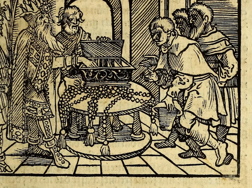 An illustration from Die ritterlich vnd lobwirdig Raiss des gestre[n]gen vnd über all ander weyt erfarnen Ritters vn[d] Landtfarers, Herren Ludowico Vartomans von Bolonia. Sagent vo[n] den Landen Egipto. Syria, vo[n] bayden Arabia. Persia. India. vn[d] Ethiopia ., 1518, leaf 139