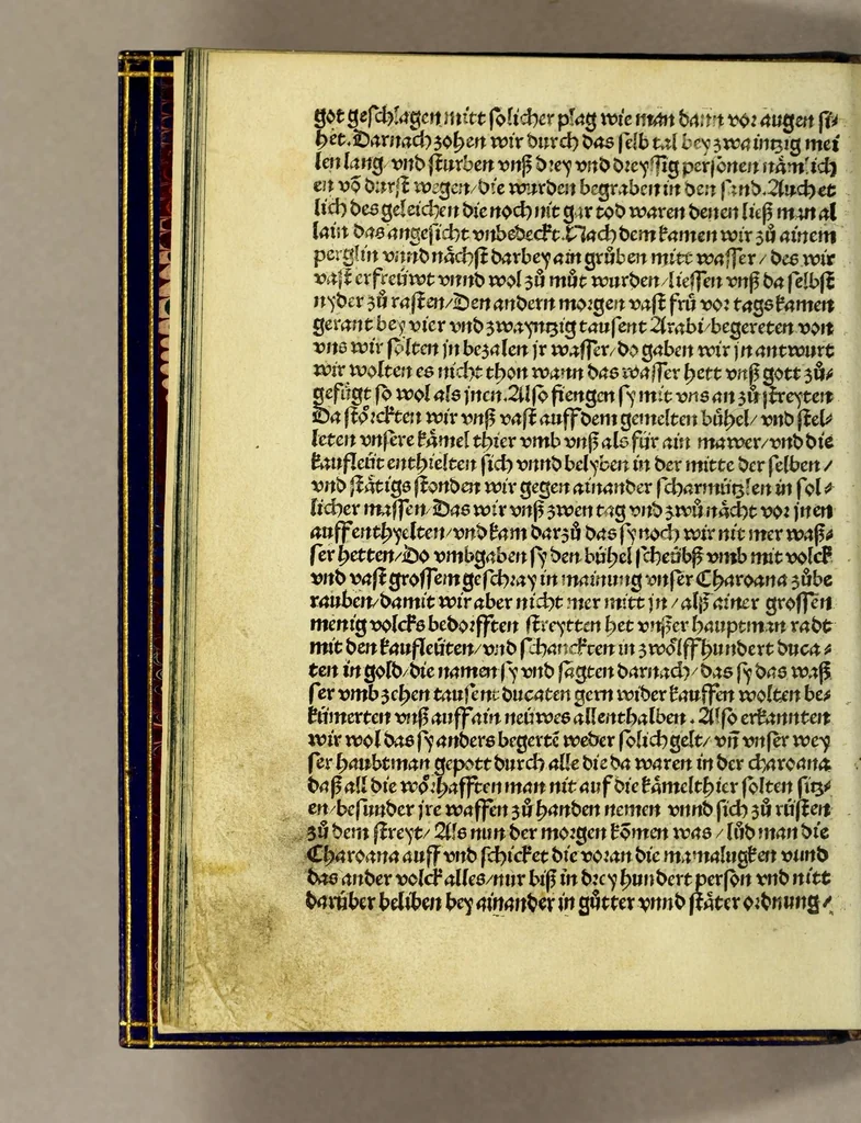 An illustration from Die ritterlich vnd lobwirdig Raiss des gestre[n]gen vnd über all ander weyt erfarnen Ritters vn[d] Landtfarers, Herren Ludowico Vartomans von Bolonia. Sagent vo[n] den Landen Egipto. Syria, vo[n] bayden Arabia. Persia. India. vn[d] Ethiopia ., 1518, leaf 26