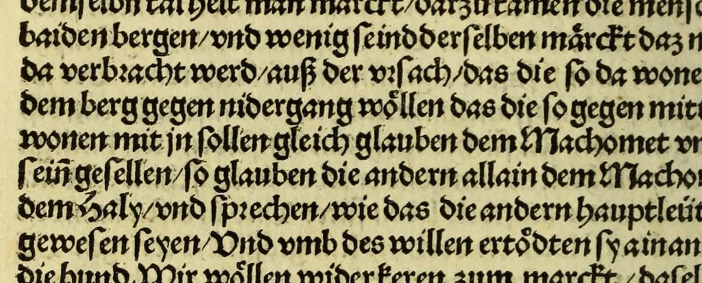 An illustration from Die ritterlich vnd lobwirdig Raiss des gestre[n]gen vnd über all ander weyt erfarnen Ritters vn[d] Landtfarers, Herren Ludowico Vartomans von Bolonia. Sagent vo[n] den Landen Egipto. Syria, vo[n] bayden Arabia. Persia. India. vn[d] Ethiopia ., 1518, leaf 60
