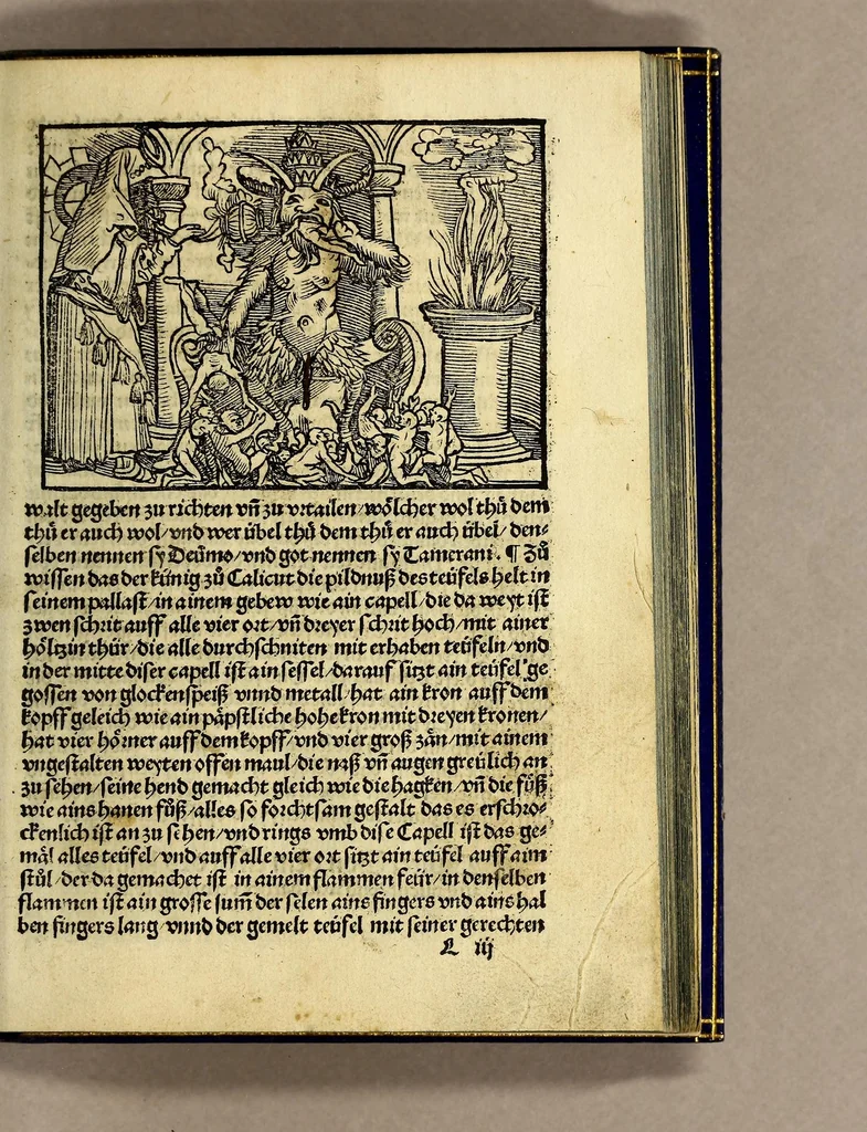 An illustration from Die ritterlich vnd lobwirdig Raiss des gestre[n]gen vnd über all ander weyt erfarnen Ritters vn[d] Landtfarers, Herren Ludowico Vartomans von Bolonia. Sagent vo[n] den Landen Egipto. Syria, vo[n] bayden Arabia. Persia. India. vn[d] Ethiopia ., 1518, leaf 93
