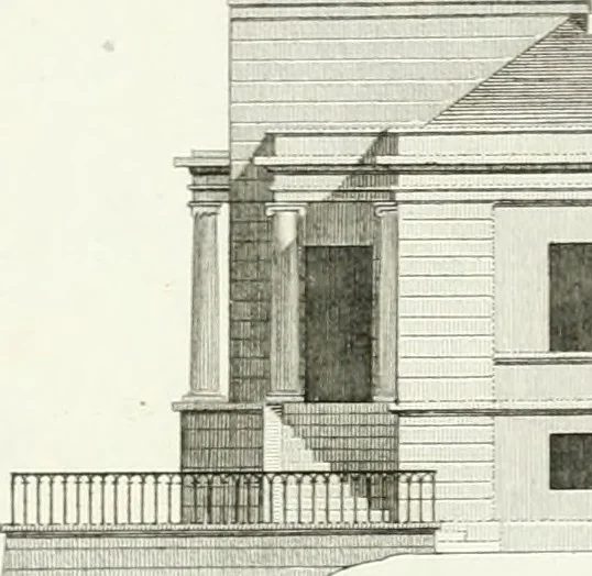 An illustration from Die schöne Landbaukunst, oder, Neue Ideen und Vorschriften zu Landgebäuden, Landhäusern und Oekonomie-Gebäuden im gefälligen : Ideen zu Gebäuden für öffentliche und Privatbelustigungen, ingleichen zu Gebäuden im ernsthaftern aber edlen Style, in Grundrissen, Aufrissen und Durchschnitten, 1798, leaf 52