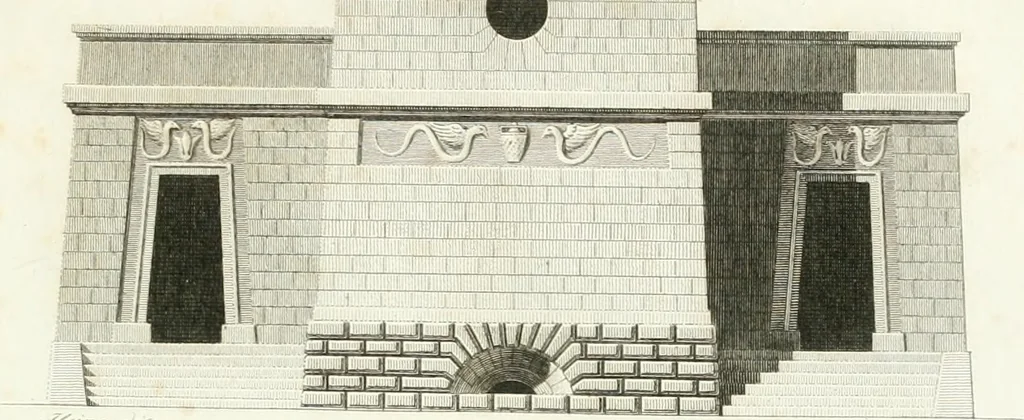 An illustration from Die schöne Landbaukunst, oder, Neue Ideen und Vorschriften zu Landgebäuden, Landhäusern und Oekonomie-Gebäuden im gefälligen : Ideen zu Gebäuden für öffentliche und Privatbelustigungen, ingleichen zu Gebäuden im ernsthaftern aber edlen Style, in Grundrissen, Aufrissen und Durchschnitten, 1798, leaf 32