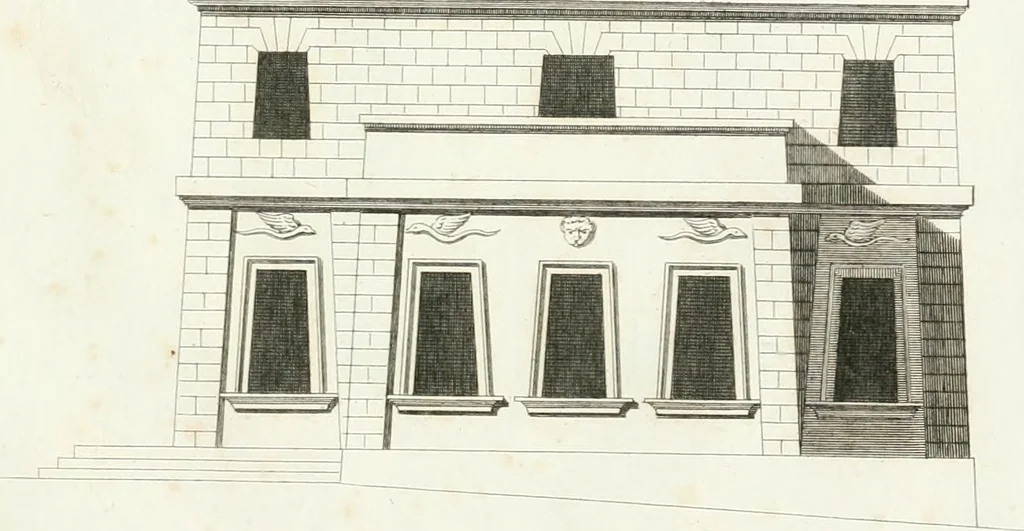 An illustration from Die schöne Landbaukunst, oder, Neue Ideen und Vorschriften zu Landgebäuden, Landhäusern und Oekonomie-Gebäuden im gefälligen : Ideen zu Gebäuden für öffentliche und Privatbelustigungen, ingleichen zu Gebäuden im ernsthaftern aber edlen Style, in Grundrissen, Aufrissen und Durchschnitten, 1798, leaf 32