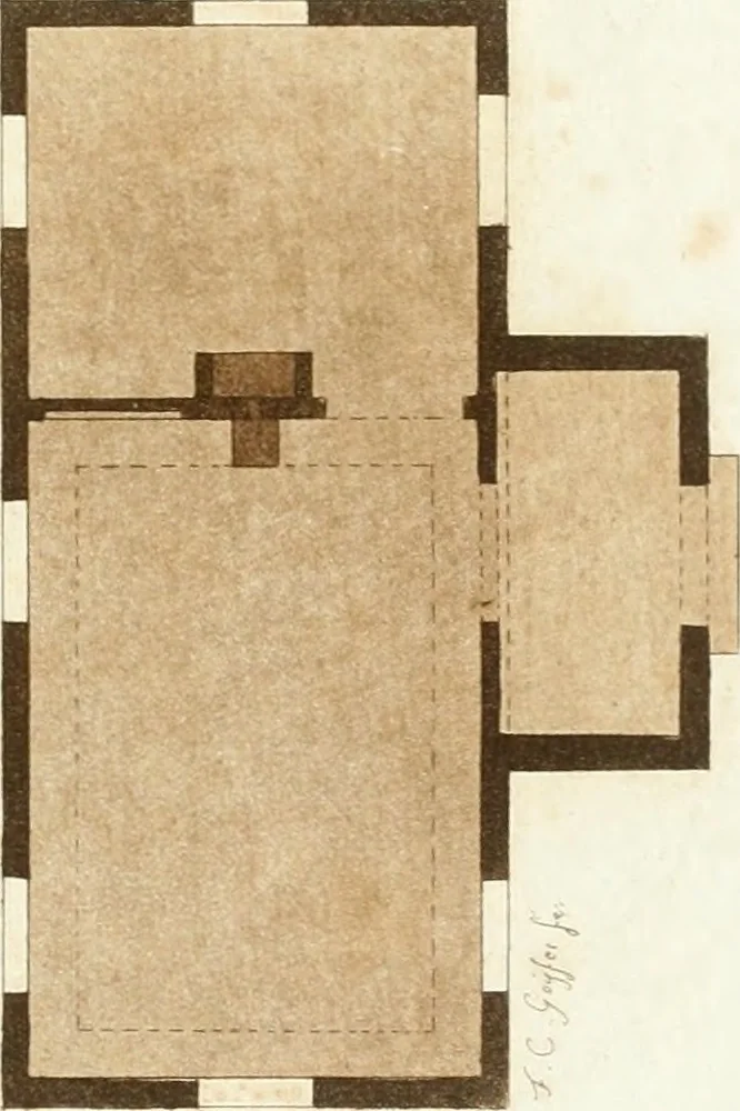 An illustration from Die schöne Landbaukunst, oder, Neue Ideen und Vorschriften zu Landgebäuden, Landhäusern und Oekonomie-Gebäuden im gefälligen : Ideen zu Gebäuden für öffentliche und Privatbelustigungen, ingleichen zu Gebäuden im ernsthaftern aber edlen Style, in Grundrissen, Aufrissen und Durchschnitten, 1798, leaf 36