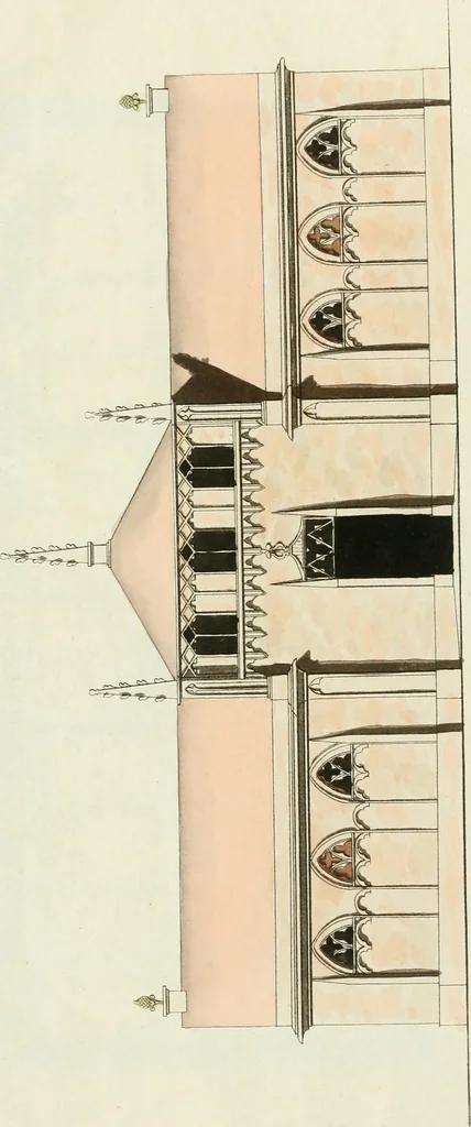 An illustration from Die schöne Landbaukunst, oder, Neue Ideen und Vorschriften zu Landgebäuden, Landhäusern und Oekonomie-Gebäuden im gefälligen : Ideen zu Gebäuden für öffentliche und Privatbelustigungen, ingleichen zu Gebäuden im ernsthaftern aber edlen Style, in Grundrissen, Aufrissen und Durchschnitten, 1798, leaf 46