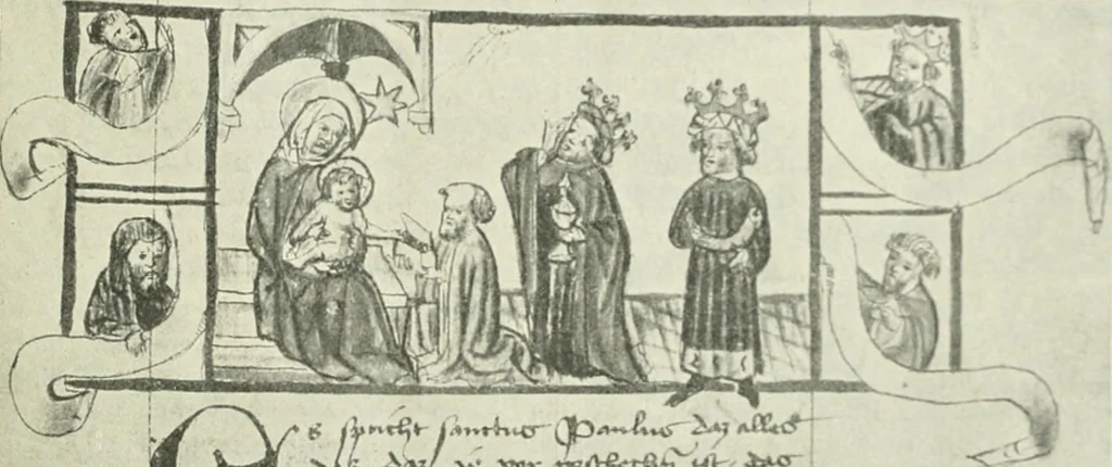 An illustration from Die typologischen Bilderkreise des Mittelalters in Österreich, 1904, leaf 23
