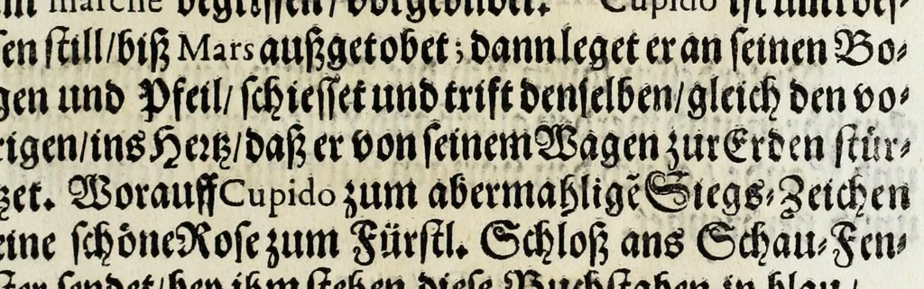 An illustration from Die überwindende Liebe : praesentiret und dargestellet durch ein künstliches Fewr-Werck welches bey hochfürstlicher Häimbführung des durchleuchtigsten Fürsten und Herrn, Herrn Johann Friederichs, Hertzogen zu Braunschweig und Lüneburg [et]c. hoch und hertzgeliebten Gemahlin, der durchleuchtigsten Fürstin und Frauen, Frauen Benedicta Henrietta Philippina, Pfaltz-Gräfin bey Rhein [et]c. glücklichen verbrand worden, zu Hannover den 8. Novembr. nachts umb 9. Uhr, im Jahr Christi 1668, 1668, leaf 23