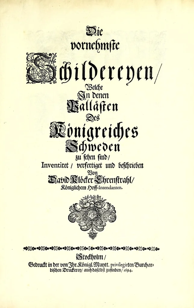 An illustration from Die vornehmste Schildereyen welche in denen Pallästen des Königreiches Schweden zu sehen sind, 1694, leaf 5
