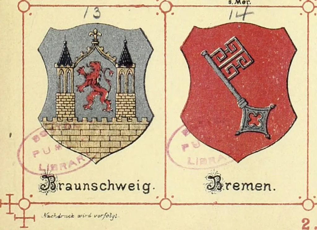 An illustration from Die Wappen der wichtigsten städte Europa's in chromolithographischen abbildungen, 1902, leaf 17