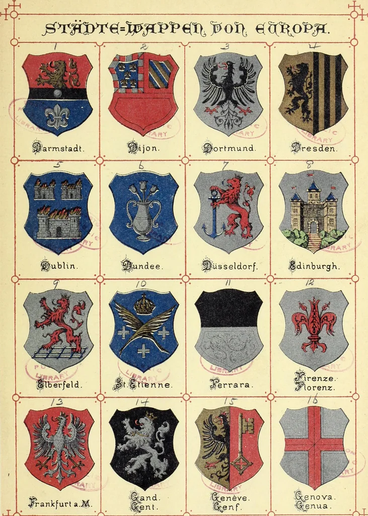 An illustration from Die Wappen der wichtigsten städte Europa's in chromolithographischen abbildungen, 1902, leaf 21