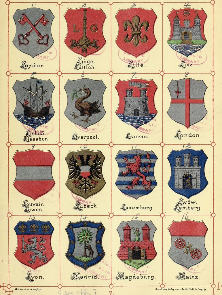 An illustration from Die Wappen der wichtigsten städte Europa's in chromolithographischen abbildungen, 1902, leaf 25