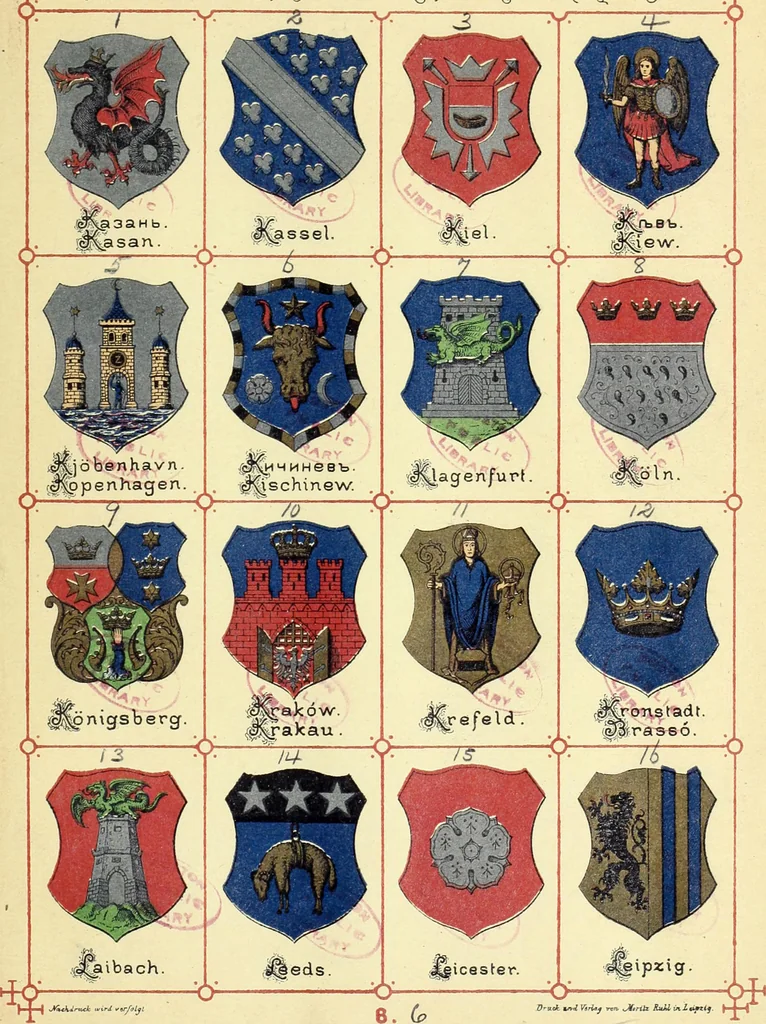 An illustration from Die Wappen der wichtigsten städte Europa's in chromolithographischen abbildungen, 1902, leaf 27