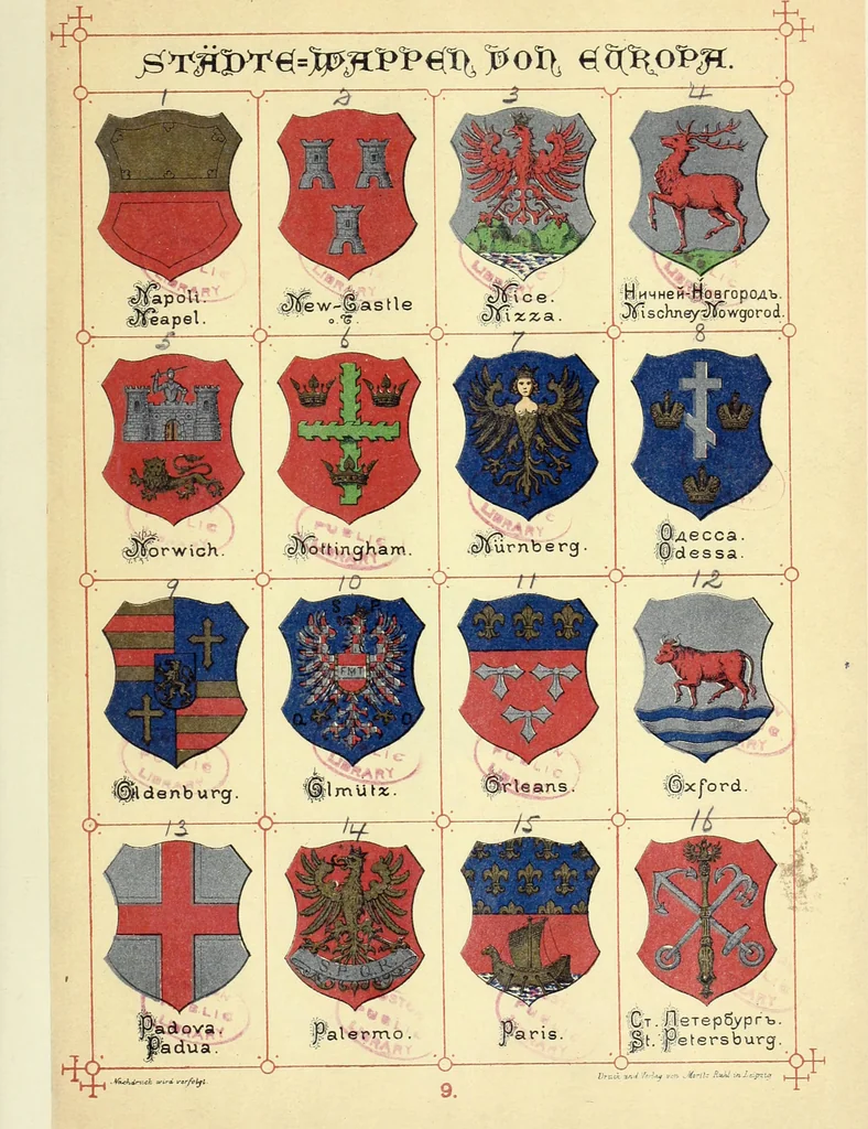 An illustration from Die Wappen der wichtigsten städte Europa's in chromolithographischen abbildungen, 1902, leaf 31