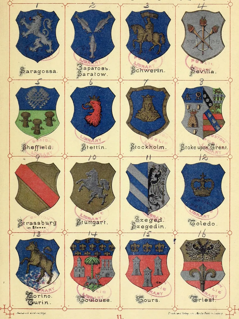 An illustration from Die Wappen der wichtigsten städte Europa's in chromolithographischen abbildungen, 1902, leaf 35