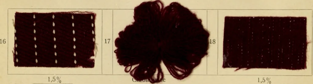 An illustration from Die Wollfarbstoffe des Jahres 1913 = b Wool colours 1913, 1913, leaf 15