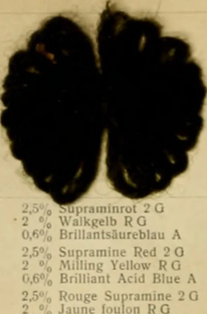 An illustration from Die Wollfarbstoffe des Jahres 1913 = b Wool colours 1913, 1913, leaf 57