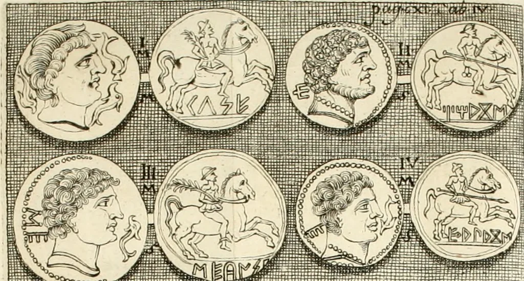 An illustration from Difesa dell' alfabeto degli antichi Toscani pubblicato nel MDCCXXXVII dall' autore del Museo etrusco : disapprovato dall' illustrissimo sig. marchese Scipione Maffei nel tomo V. delle sue Osservazioni letterarie, date in luce in Verona : con tavole e figure, 1742, leaf 124