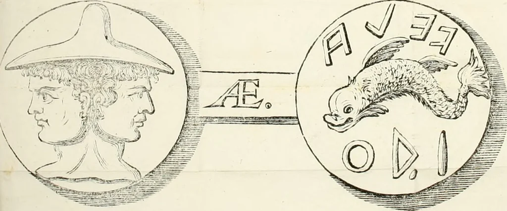 An illustration from Difesa dell' alfabeto degli antichi Toscani pubblicato nel MDCCXXXVII dall' autore del Museo etrusco : disapprovato dall' illustrissimo sig. marchese Scipione Maffei nel tomo V. delle sue Osservazioni letterarie, date in luce in Verona : con tavole e figure, 1742, leaf 147
