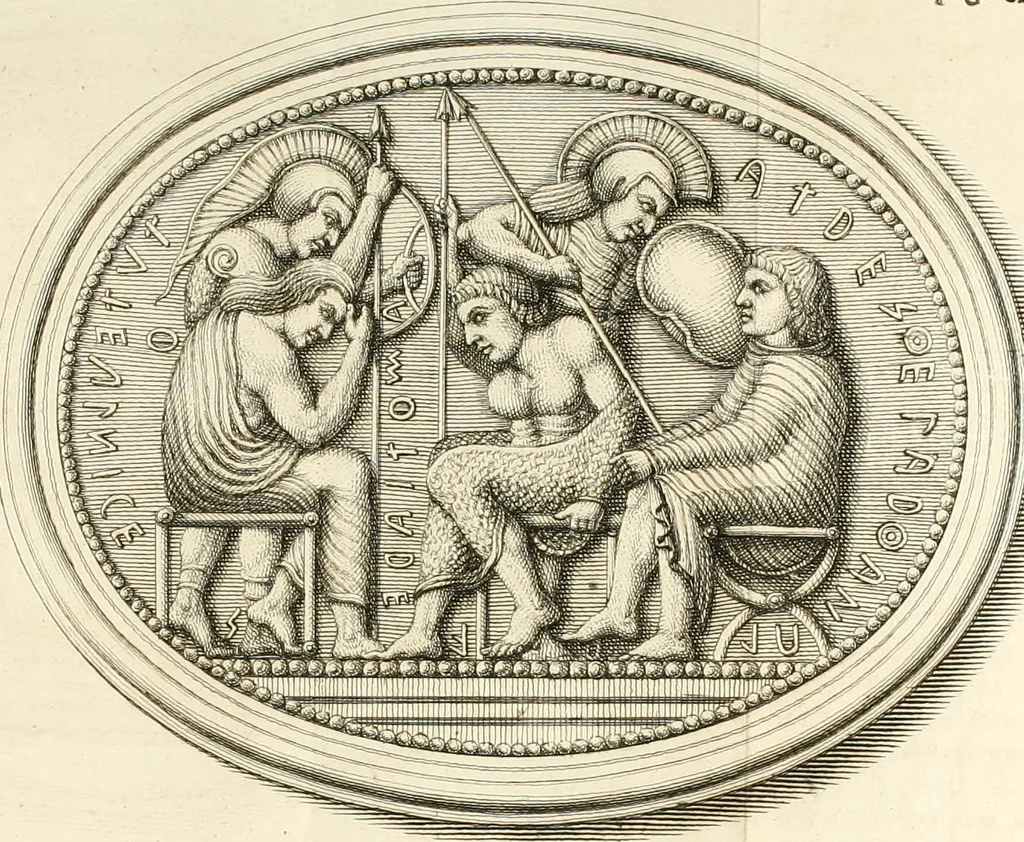 An illustration from Difesa dell' alfabeto degli antichi Toscani pubblicato nel MDCCXXXVII dall' autore del Museo etrusco : disapprovato dall' illustrissimo sig. marchese Scipione Maffei nel tomo V. delle sue Osservazioni letterarie, date in luce in Verona : con tavole e figure, 1742, leaf 154