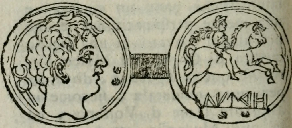 An illustration from Difesa dell' alfabeto degli antichi Toscani pubblicato nel MDCCXXXVII dall' autore del Museo etrusco : disapprovato dall' illustrissimo sig. marchese Scipione Maffei nel tomo V. delle sue Osservazioni letterarie, date in luce in Verona : con tavole e figure, 1742, leaf 445