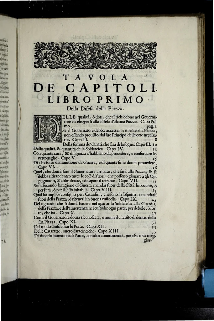 An illustration from Difesa et offesa delle piazze, 1654, leaf 13