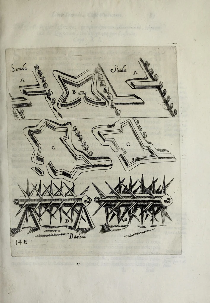 An illustration from Difesa et offesa delle piazze, 1654, leaf 153
