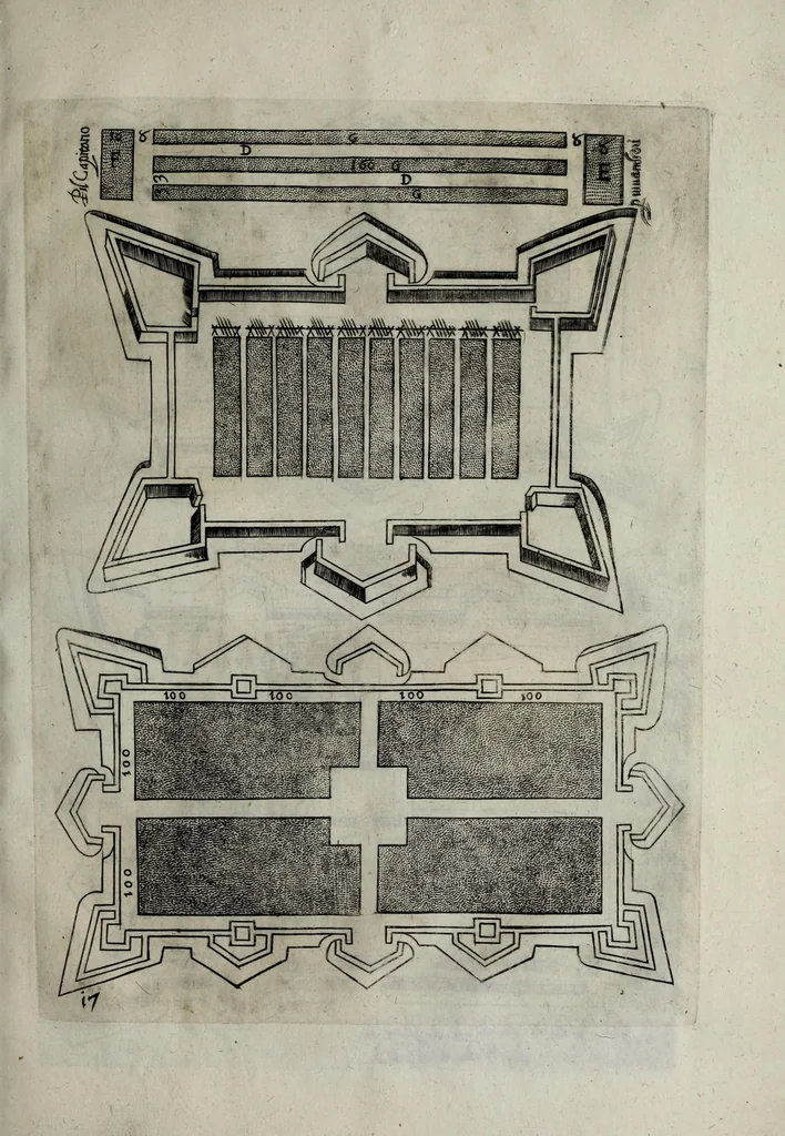 An illustration from Difesa et offesa delle piazze, 1654, leaf 171