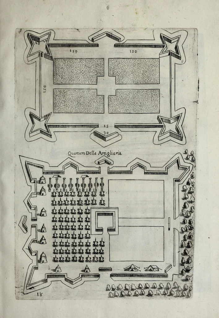 An illustration from Difesa et offesa delle piazze, 1654, leaf 173