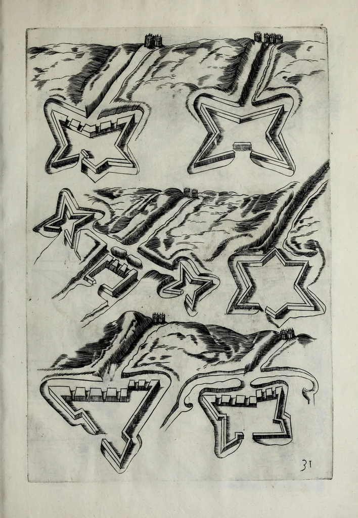 An illustration from Difesa et offesa delle piazze, 1654, leaf 229
