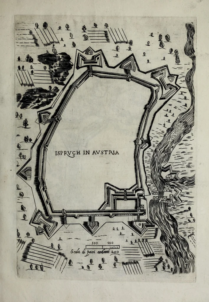 An illustration from Difesa et offesa delle piazze, 1654, leaf 73