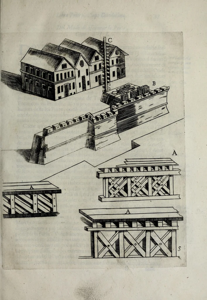 An illustration from Difesa et offesa delle piazze, 1654, leaf 83