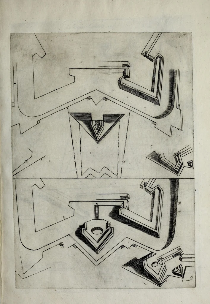 An illustration from Difesa et offesa delle piazze, 1654, leaf 97