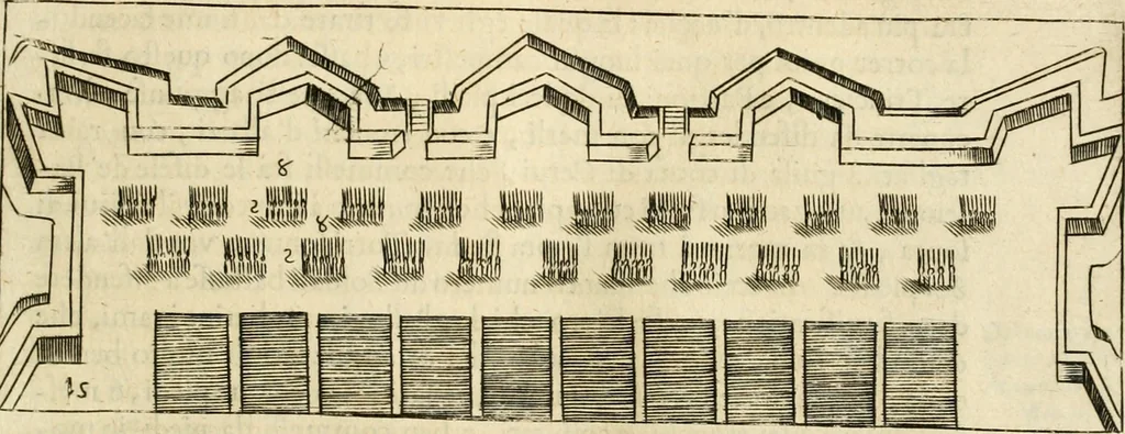 An illustration from Diffesa et offesa delle piazze, 1630, leaf 132
