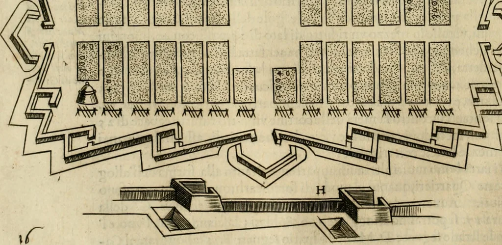 An illustration from Diffesa et offesa delle piazze, 1630, leaf 135