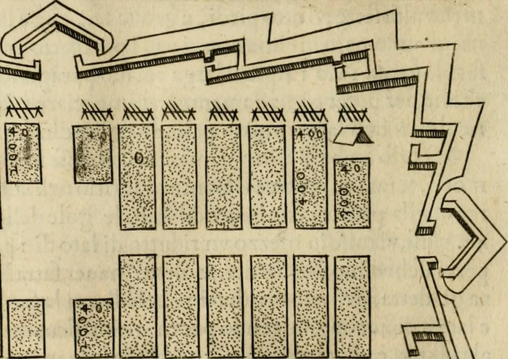 An illustration from Diffesa et offesa delle piazze, 1630, leaf 135