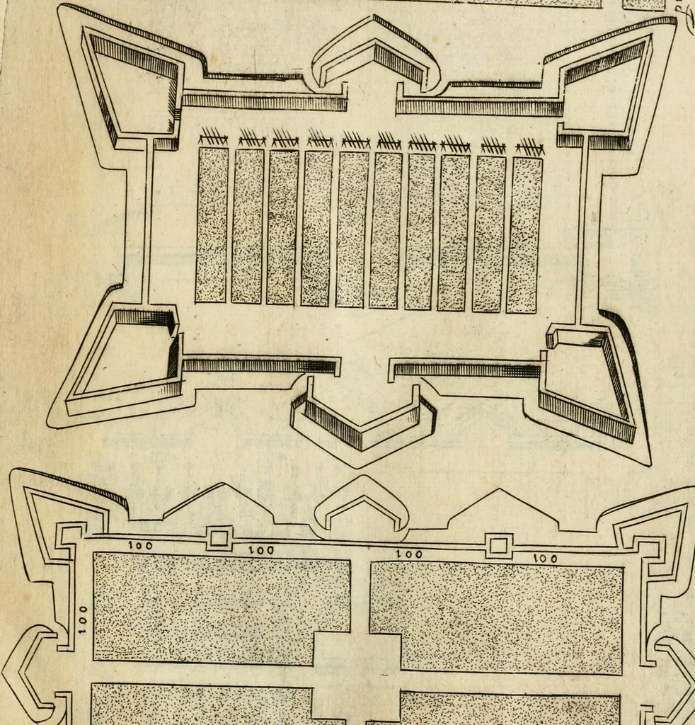 An illustration from Diffesa et offesa delle piazze, 1630, leaf 136