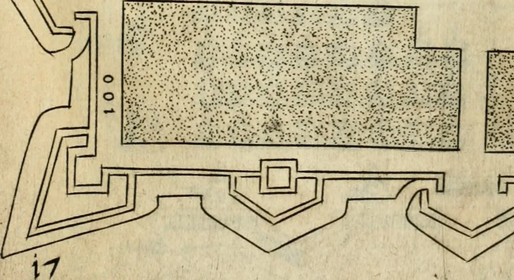 An illustration from Diffesa et offesa delle piazze, 1630, leaf 136