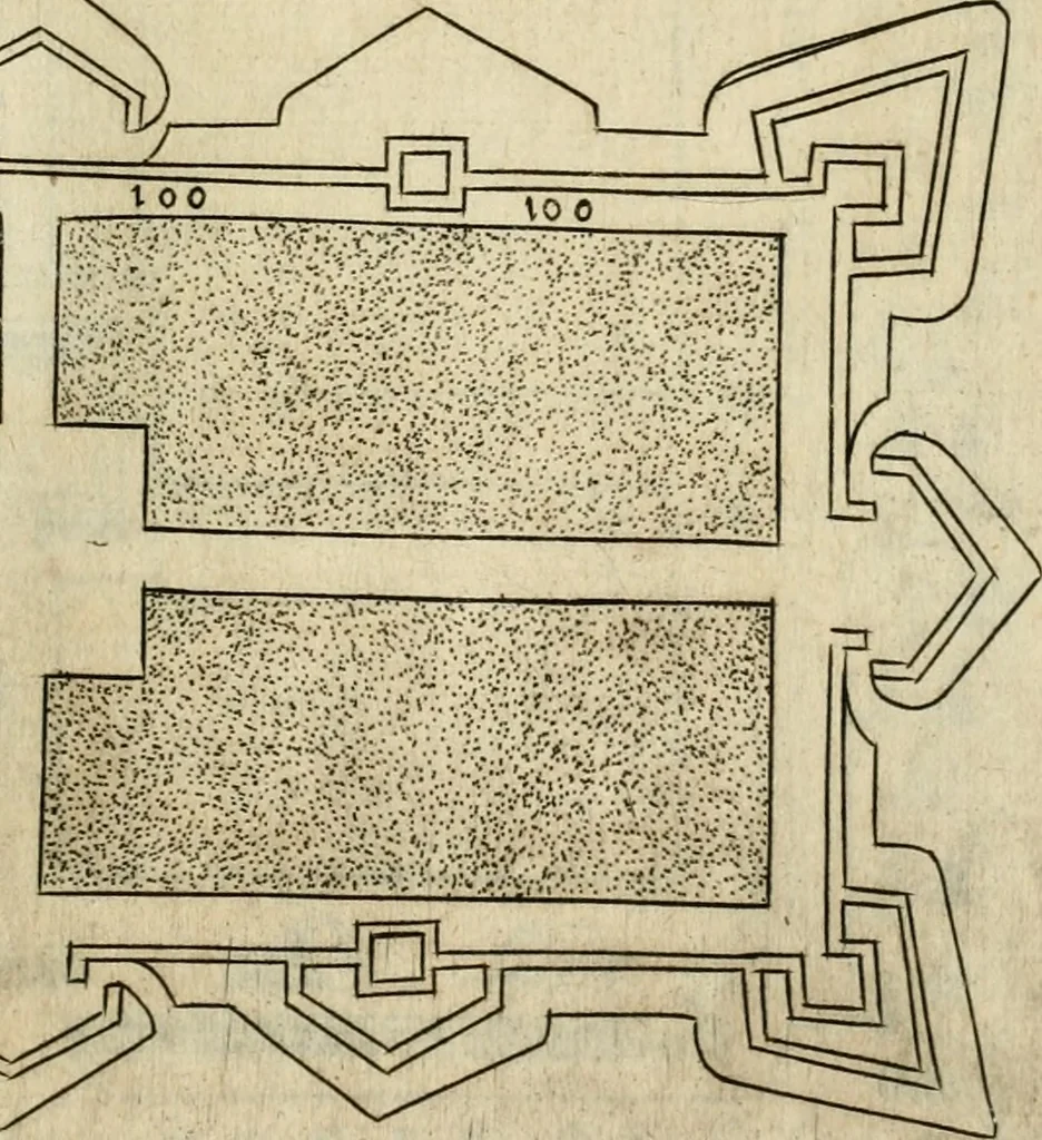 An illustration from Diffesa et offesa delle piazze, 1630, leaf 136
