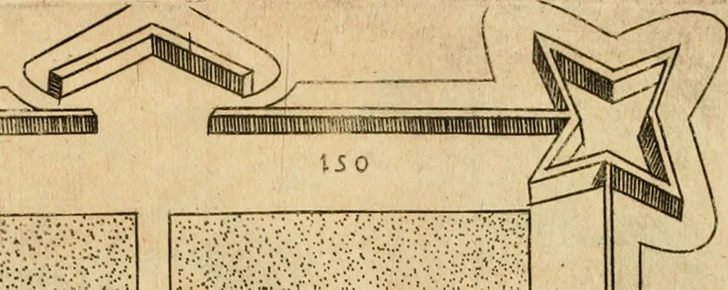 An illustration from Diffesa et offesa delle piazze, 1630, leaf 138