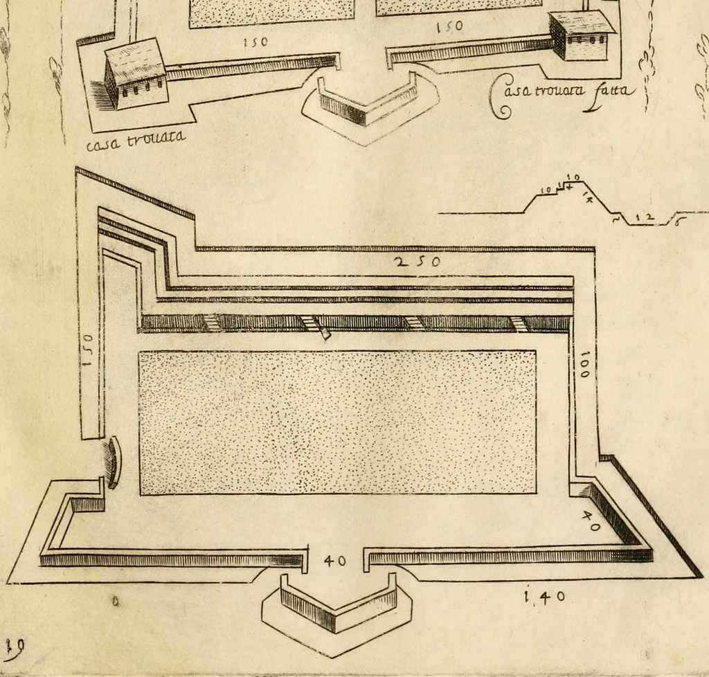 An illustration from Diffesa et offesa delle piazze, 1630, leaf 140