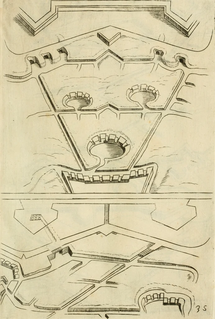 An illustration from Diffesa et offesa delle piazze, 1630, leaf 200