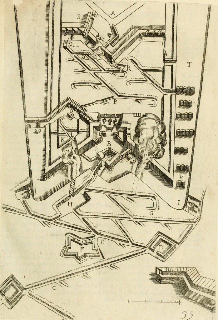 An illustration from Diffesa et offesa delle piazze, 1630, leaf 212