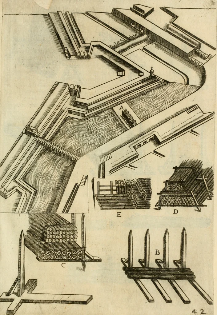 An illustration from Diffesa et offesa delle piazze, 1630, leaf 224