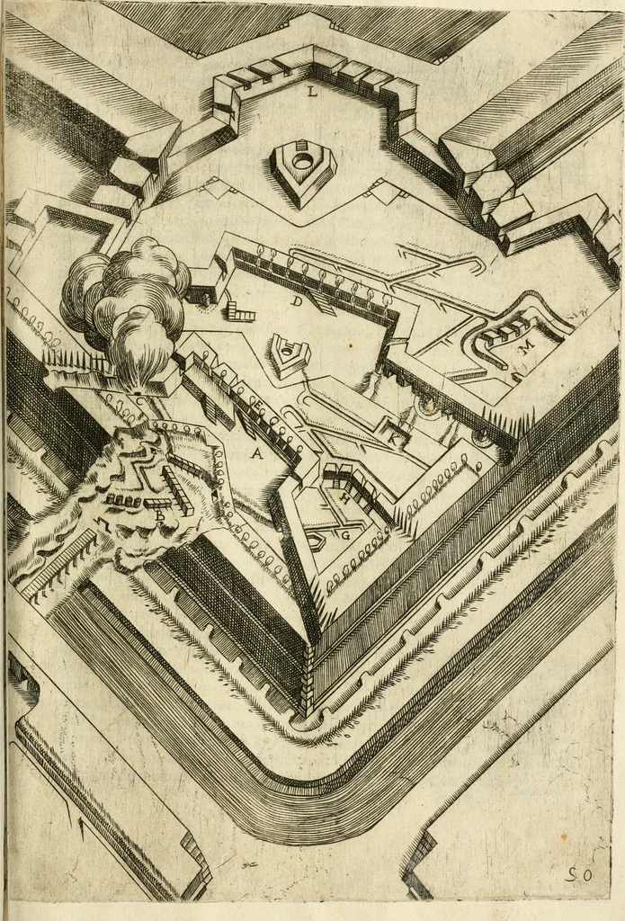 An illustration from Diffesa et offesa delle piazze, 1630, leaf 290