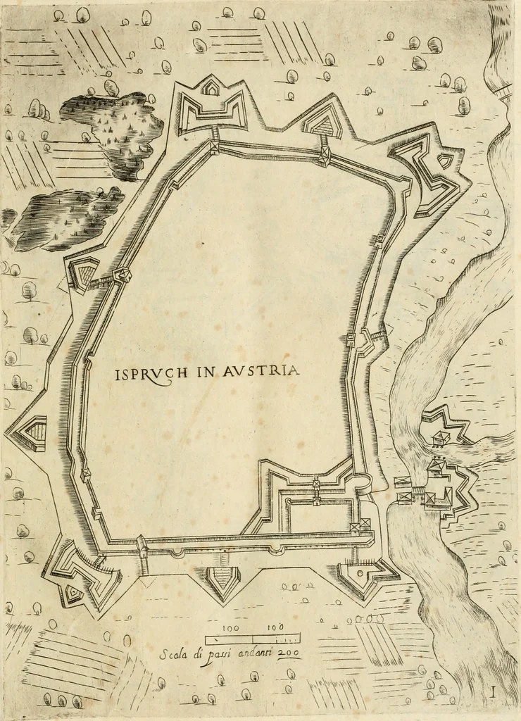 An illustration from Diffesa et offesa delle piazze, 1630, leaf 42