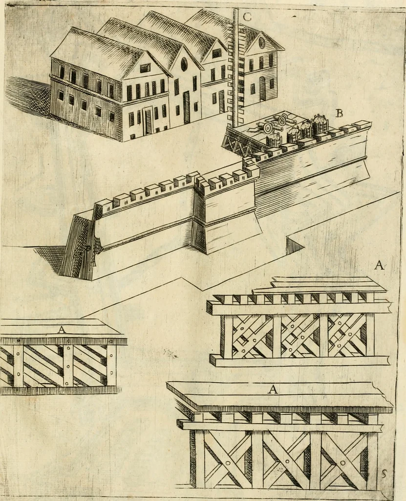 An illustration from Diffesa et offesa delle piazze, 1630, leaf 50